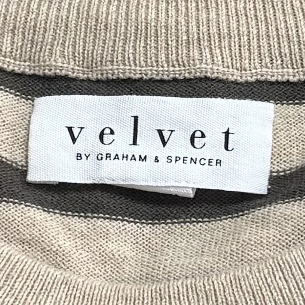 Velvet by Graham and Spencer Alister Striped Crewneck Sweater Cashmere Blend S